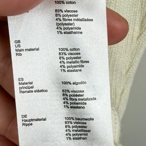 Maje Meteo Sweater Women 1 Small Ivory Knit Ribbed V-Neck Tennis Preppy Jumper - Picture 5 of 7